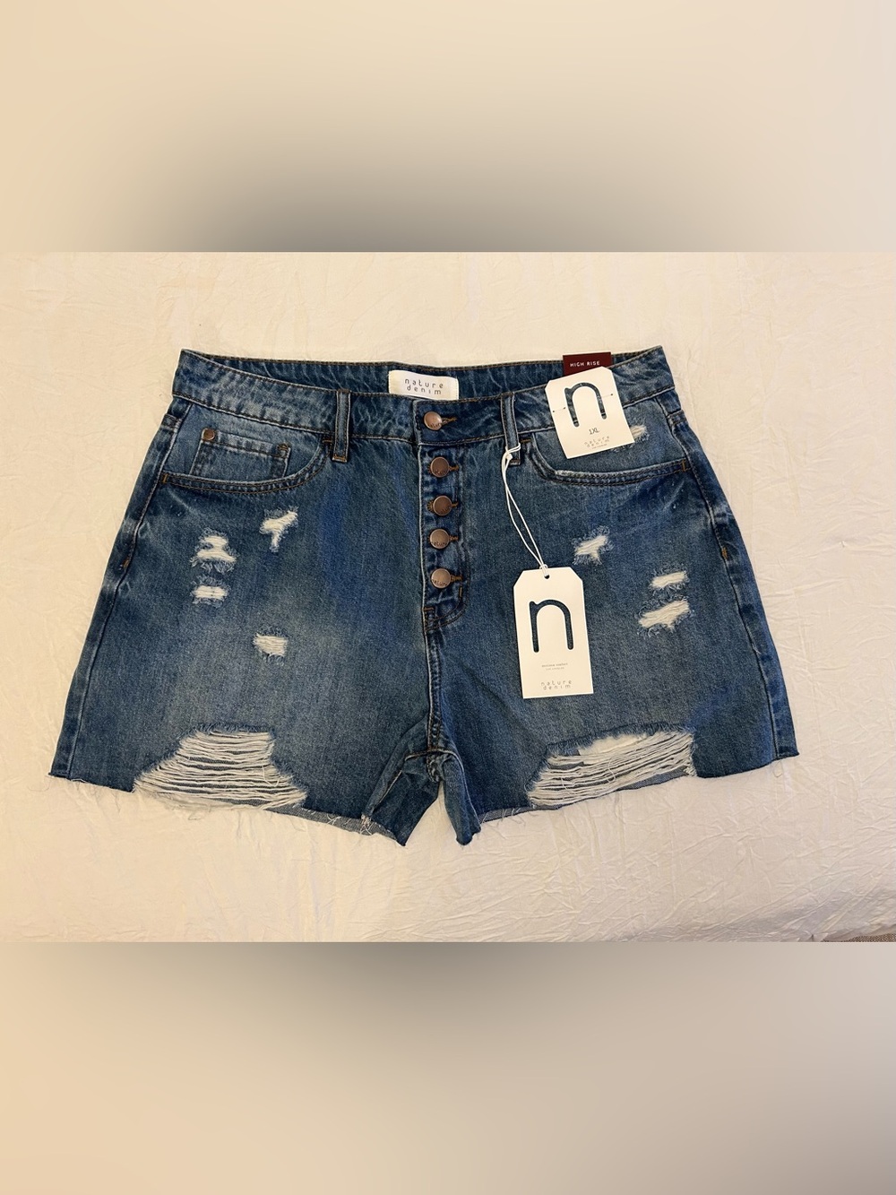 PINK LILY HIGH RISE DENIM SHORTS